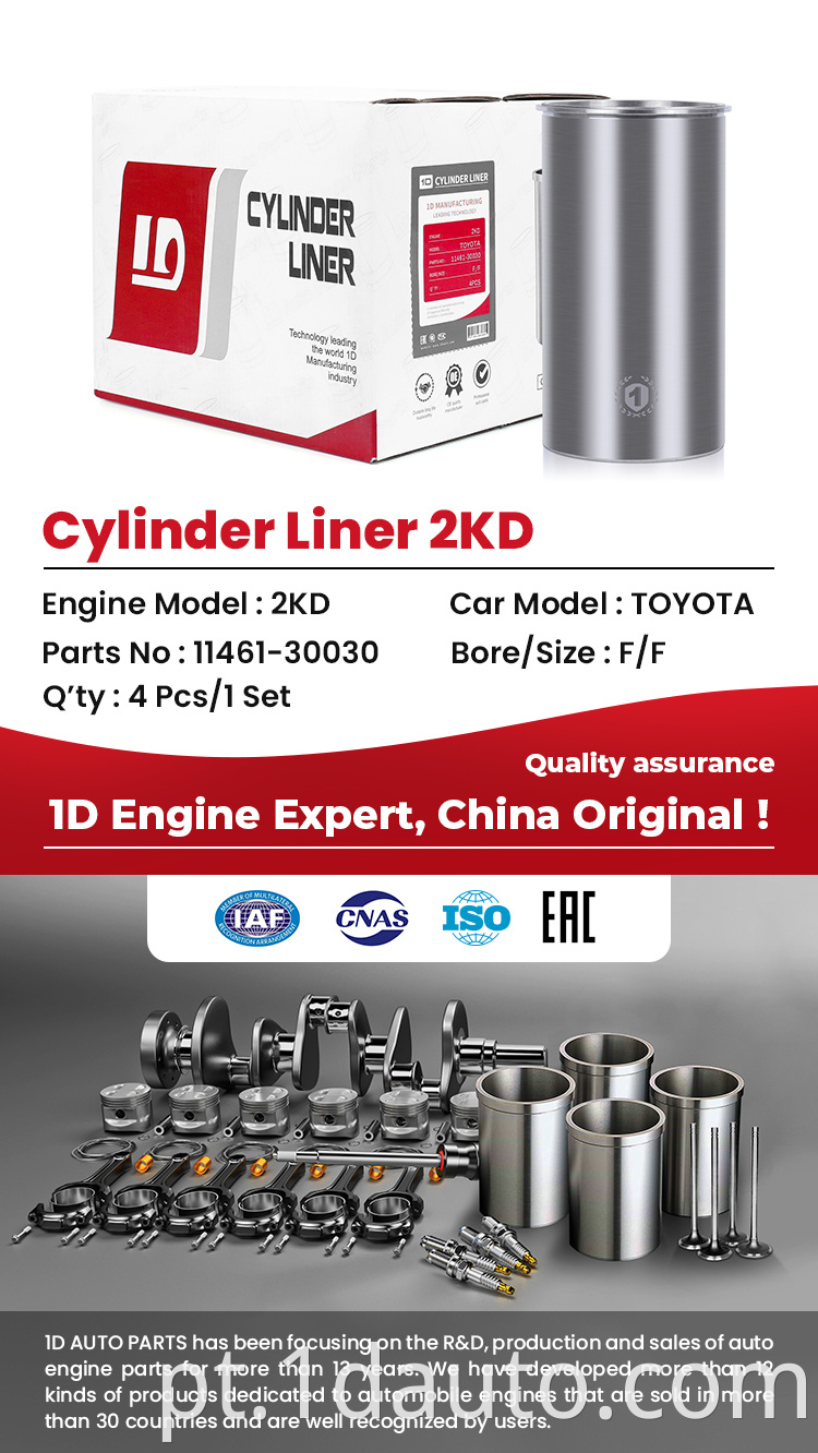 Engine Cylinder Liner for Toyota LCV Europe Truck